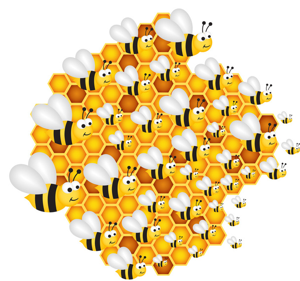 Bees filling the hive cells - Vector, Image