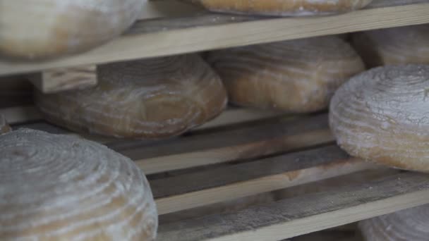 Frisch gebackenes Brot beim Bäcker - Filmmaterial, Video
