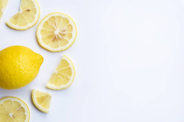 Fresh lemon slices on  white background. - Foto, Imagem