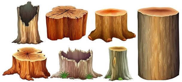 Different type of tree stump illustration - Vector, Image