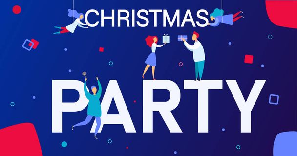 Christmas party poster, invitation or booklet with people. Vector background. - Vektor, obrázek