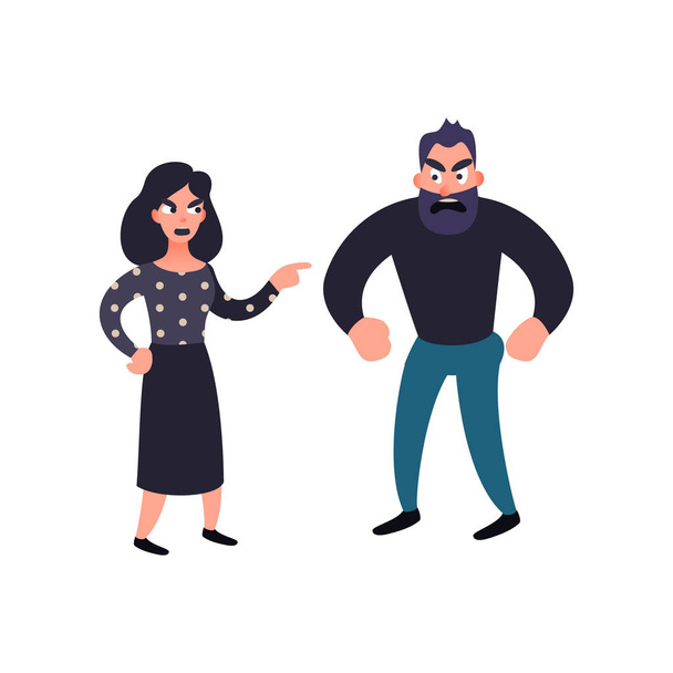 Man and woman conflict. Family quarrel - Vector, Image