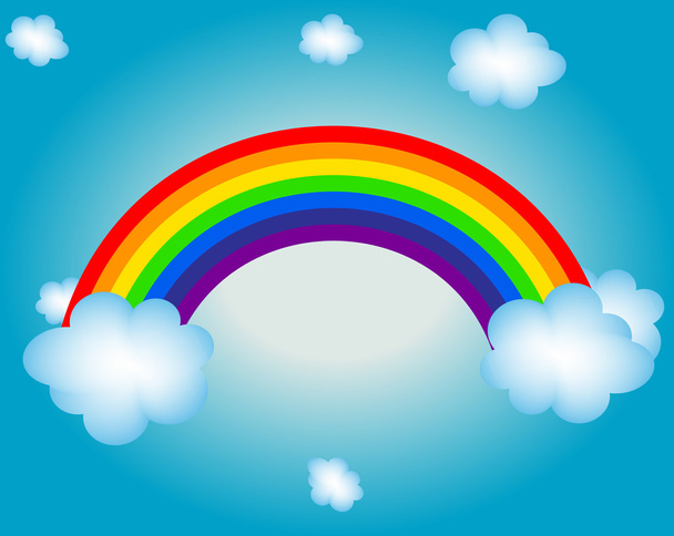 雲、太陽、虹のベクトル図背景 - ベクター画像