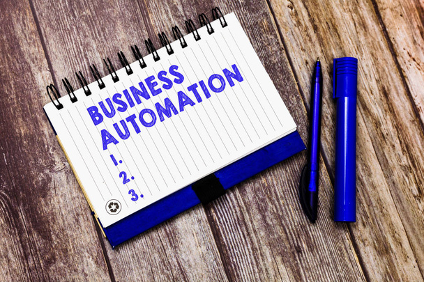 Εννοιολογική γραφή χέρι δείχνει Business Automation. Business photo text για Digital Transformation Streamlined για την απλότητα - Φωτογραφία, εικόνα