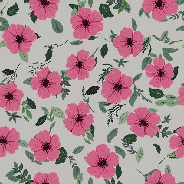 Seamless colorful pattern with different wildflowers on a light background - Vector, Image