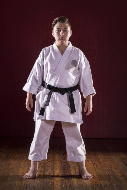 Black belt karate martial arts kid portrait. - Photo, Image