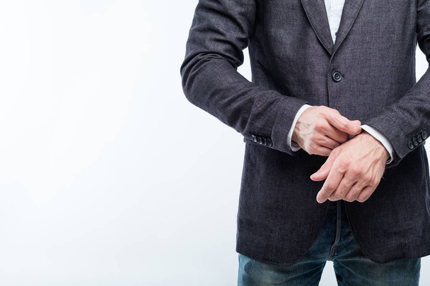 business man adjusting sleeve success confidence - Фото, зображення