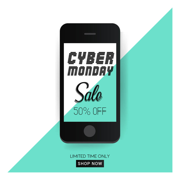 Creative banner for cyber monday sale. can be used as background, poster, template, layout and shopping designs.  - Вектор,изображение