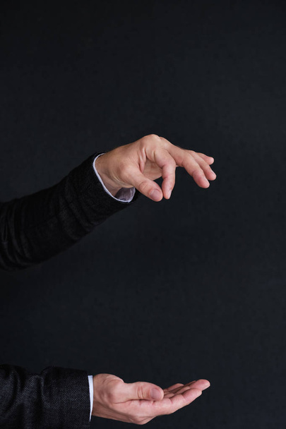 man hands hold virtual object string empty space - Fotografie, Obrázek