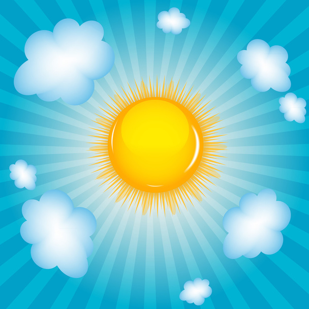 Sun and cloud background vector illustration - Vektor, Bild