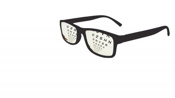 Vue de profil de lunettes avec pointage à la main différentes lettres de taille pour l'inspection optique
 - Séquence, vidéo