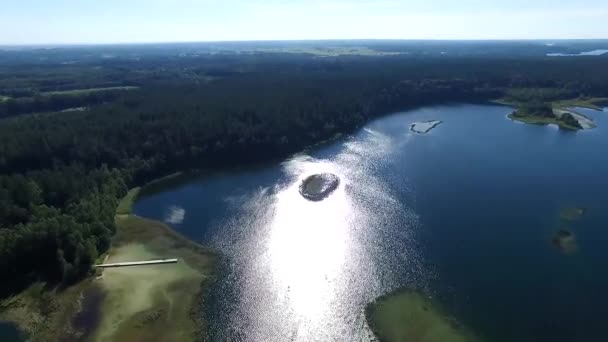 flight over the lake near forest - Footage, Video