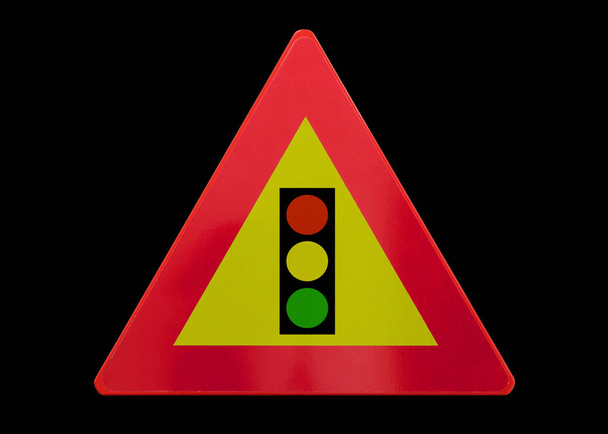 交通標識は、黒地 - 光交通規制 - を分離 - 写真・画像