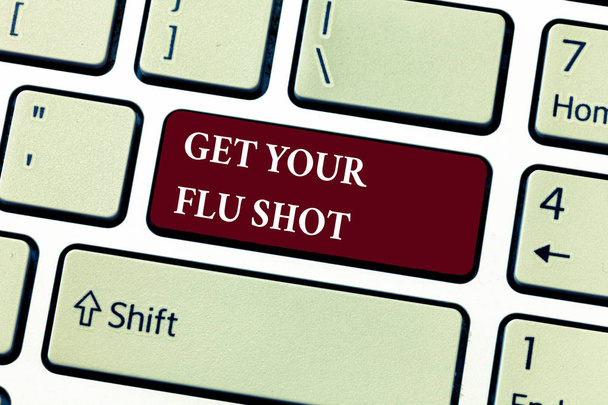 Teksti näyttää Get Your Flu Shot. Käsitteellinen kuva Hanki rokote suojaamaan influenssalta
 - Valokuva, kuva