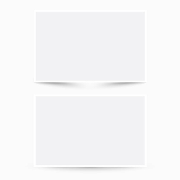 Two blank white paper sheets with different shadows. Vector set graphic templates for design. Horizontal oriented banners isolated on white background - Vector, Image