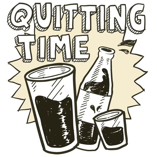 Quitting time alcohol sketch - Vector, Image