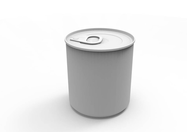 Tin can with ring pull: side, top and bottom view. - Photo, Image