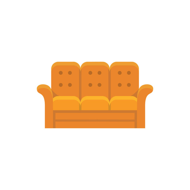 Orange recliner. 3 seaters sofa. Vector illustration. Flat icon of settee. Element of modern home & office furniture. Front view. - Vector, Image