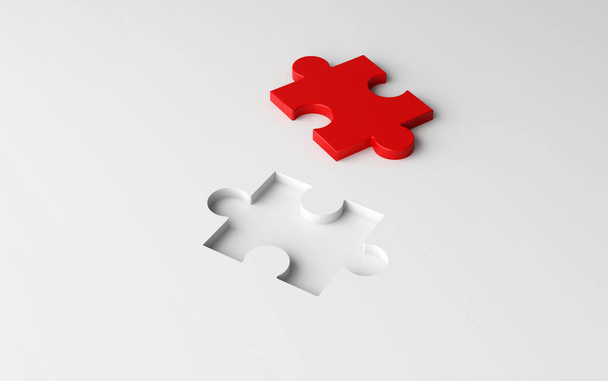 Missing jigsaw puzzle pieces in unfinished work, strategy and solution business concept. White pattern texture background. 3d illustration - Fotó, kép
