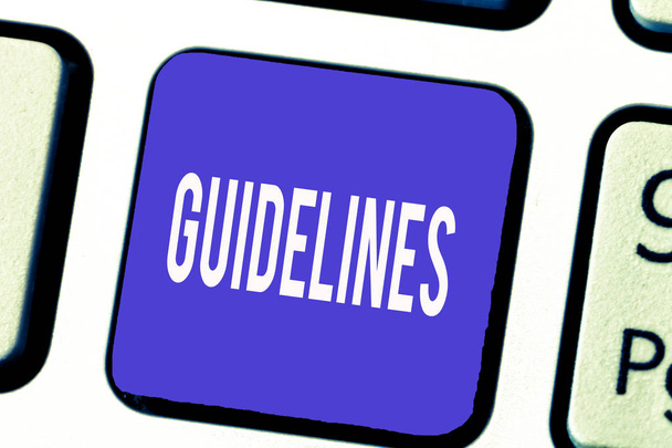 Word Writing Text Guidelines. Geschäftskonzept für allgemeine Regel Prinzip Stück Ratschläge Richtlinien Anweisungen - Foto, Bild