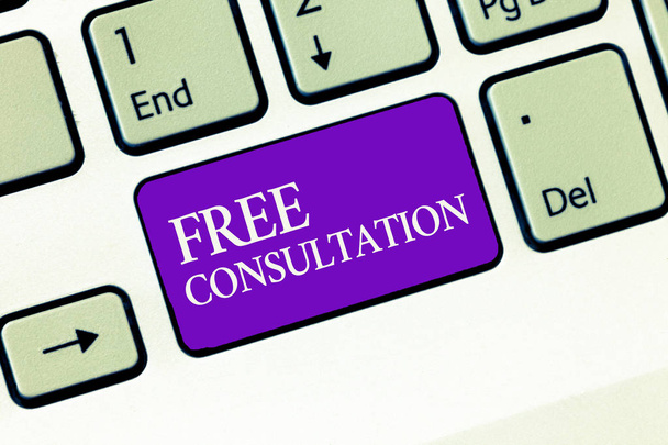 Koncepcionális kézírás ingyenes konzultációról. Üzleti fotó szöveg Orvosi és jogi viták fizetés nélkül - Fotó, kép