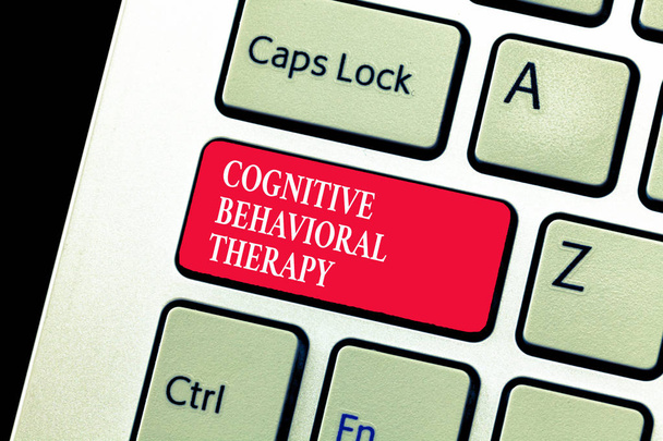 Text rukopisu psaní kognitivně behaviorální terapie. Koncept význam psychologické léčby duševních poruch - Fotografie, Obrázek