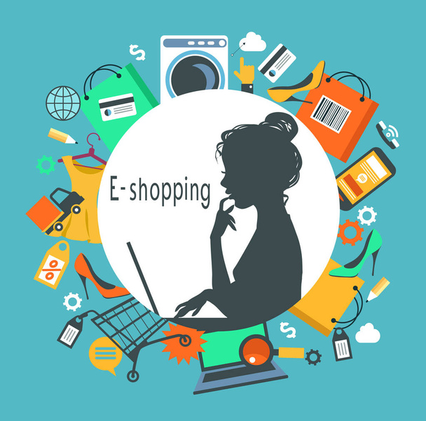 Concetto di e-shopping vettoriale
 - Vettoriali, immagini