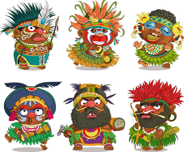 Vector Funny Papuans - Vector, Image