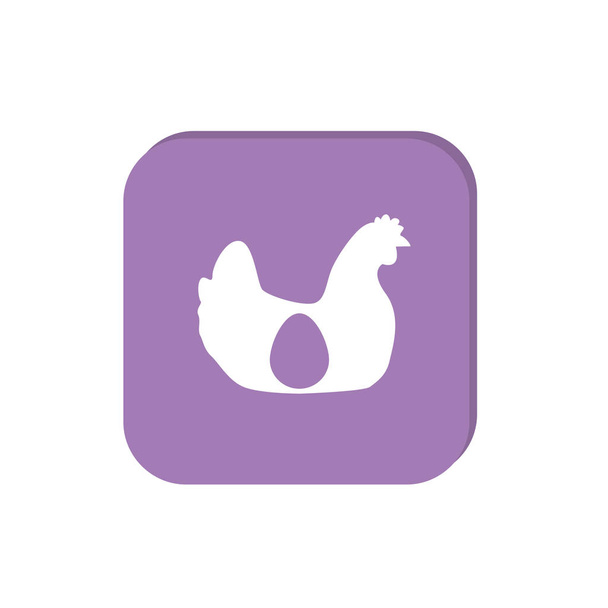 Hen with egg inside it silhouette, simple vector illustration - Вектор,изображение