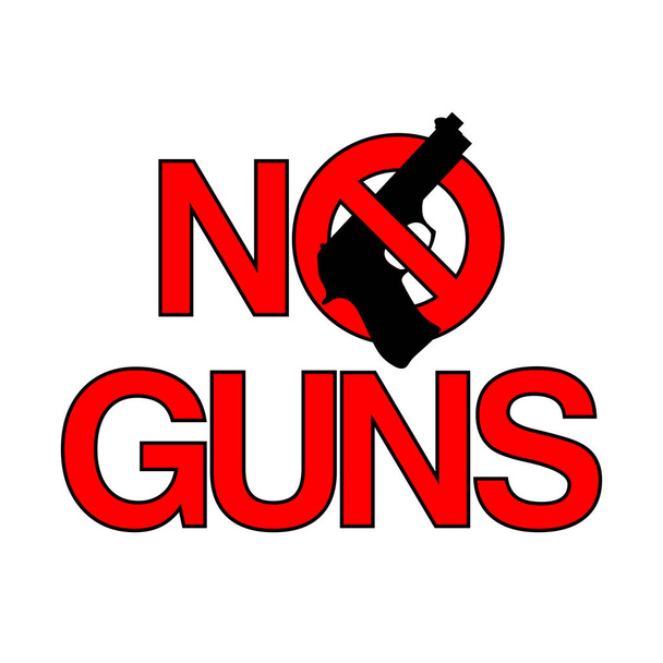 Símbolo o signo Sin armas. Pistola en el letrero de prohibición roja con texto "Sin armas". Icono aislado sobre fondo blanco. Ilustración vectorial
. - Vector, Imagen