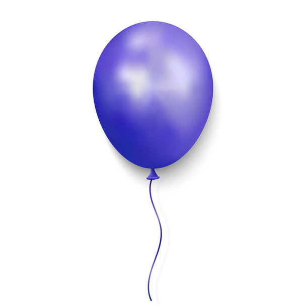 Realistic blue glossy balloon on white background. vector illustration - Vector, Image