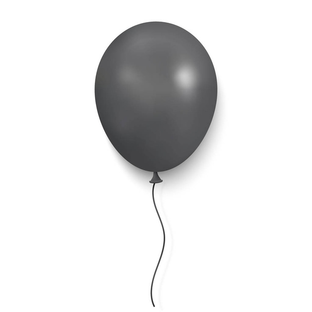Realistic black glossy balloon on white background. vector illustration - Vektori, kuva