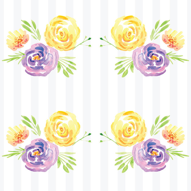 Hand-painted watercolor floral rose Pattern - Foto, Imagem