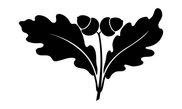 Beyaz arka plan üzerinde izole meşe palamutları simgesi olan meşe yaprağı. Meşe palamutları meşe yaprakları logo vektör. Düz tasarım stili. Modern vektör piktogram web grafikleri - hisse senedi vektör için - Vektör, Görsel