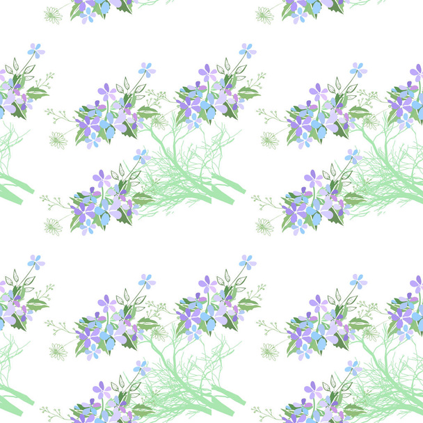 Seamless pattern with summer flowers and leaves on a white background - 写真・画像