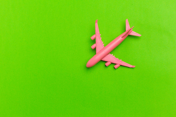 Model plane,airplane on pastel color background. - Zdjęcie, obraz