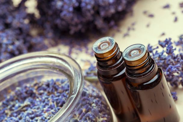 lavender body care products. Aromatherapy, spa and natural healthcare concept - Photo, Image