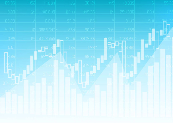 Vektor: Geschäftsdiagramm mit Stock Board auf blauem Hintergrund - Vektor, Bild