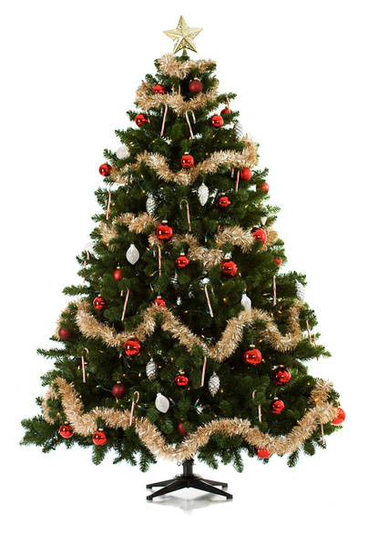 16 serie di immagini di un albero di Natale artificiale in fase di realizzazione, compresi i regali. - Foto, immagini