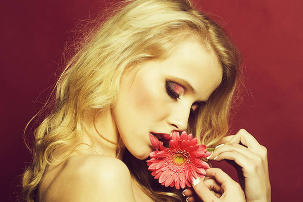 Sexy woman with flower - 写真・画像
