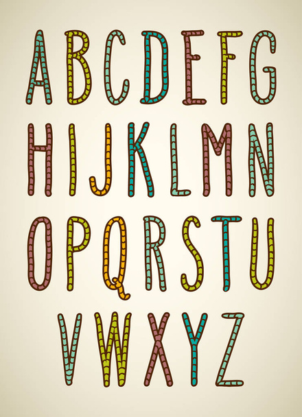 Full set of hand drawn multicolor doodle letters. Vector illustration isolated over beige. - Vektor, Bild