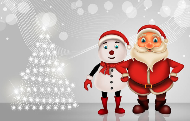 З Різдвом щасливого Різдва, Санта з rendeer, веселий, Санта-Клауса і Елвіс на Різдво Сніжна сцена - Фото, зображення