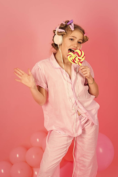 lollipop candy at little girl. - Фото, зображення