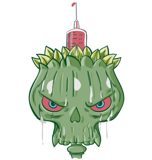opium verslaving met schedels en dood symbolen cartoon vectorillustratie - Foto, afbeelding