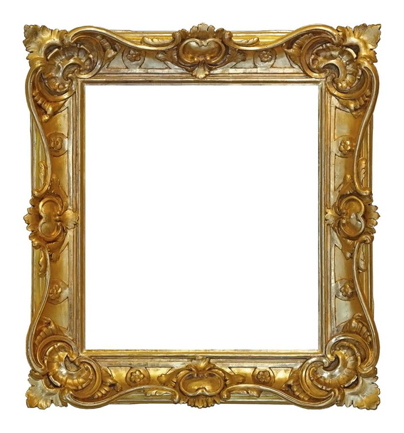Marco dorado para pinturas, espejos o fotos aisladas sobre fondo blanco - Foto, imagen