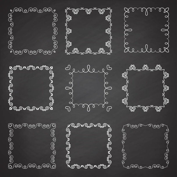 Collection of ornamental frames. Hand drawn square frames - Vector, Image