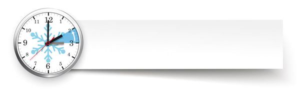 Ένα ρολόι με ένα χαρτί banner για μια αλλαγή ώρας με τη χειμερινή ώρα σχετικά με το λευκό φόντο. Διανυσματικό αρχείο EPS 10. - Διάνυσμα, εικόνα