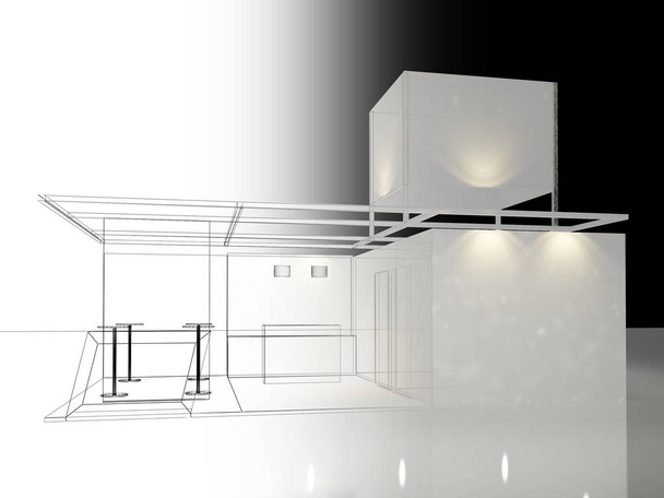 sketch design of exchibition kiosk, 3d rendering - Photo, Image