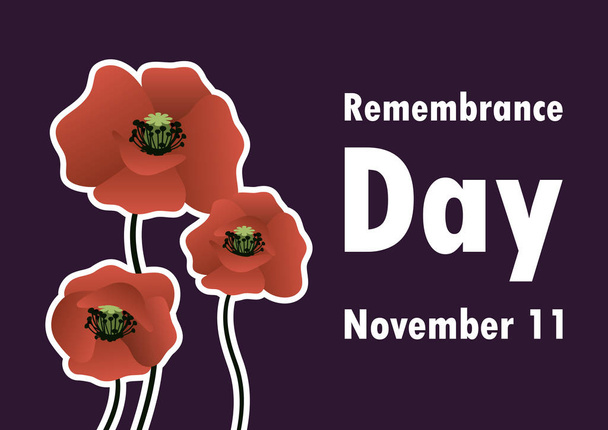 Remembrance Day vector. Poppies on a dark background. Poppy Day vector. Important day - Vector, Image