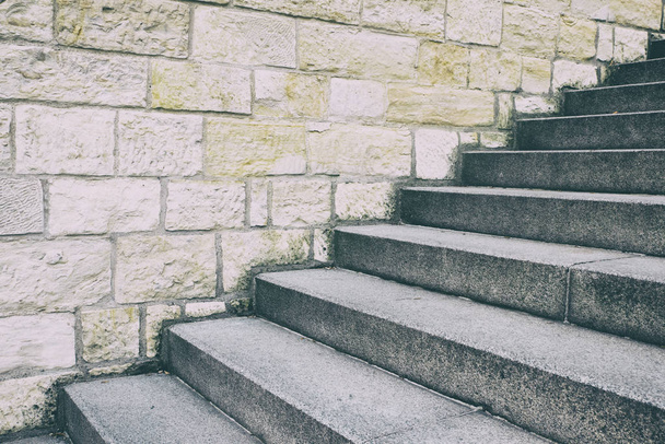nice old vintage stone stairs in prague city center - Photo, Image